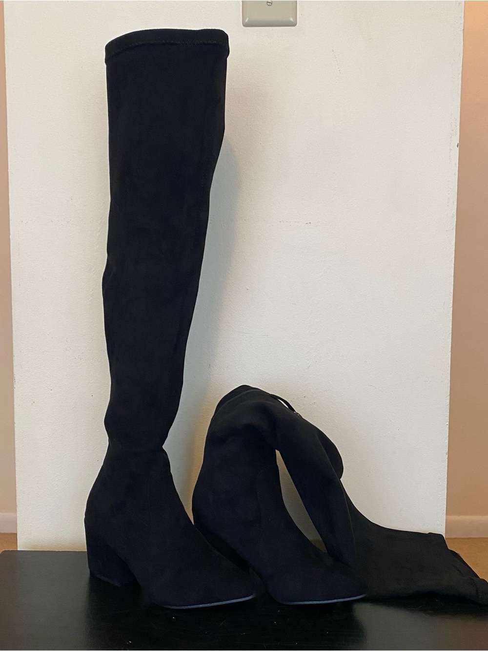Womens Over The Knee Stretch Thigh High Black Suede Boots EUR Size 35 Size 5 - Picture 2 of 12
